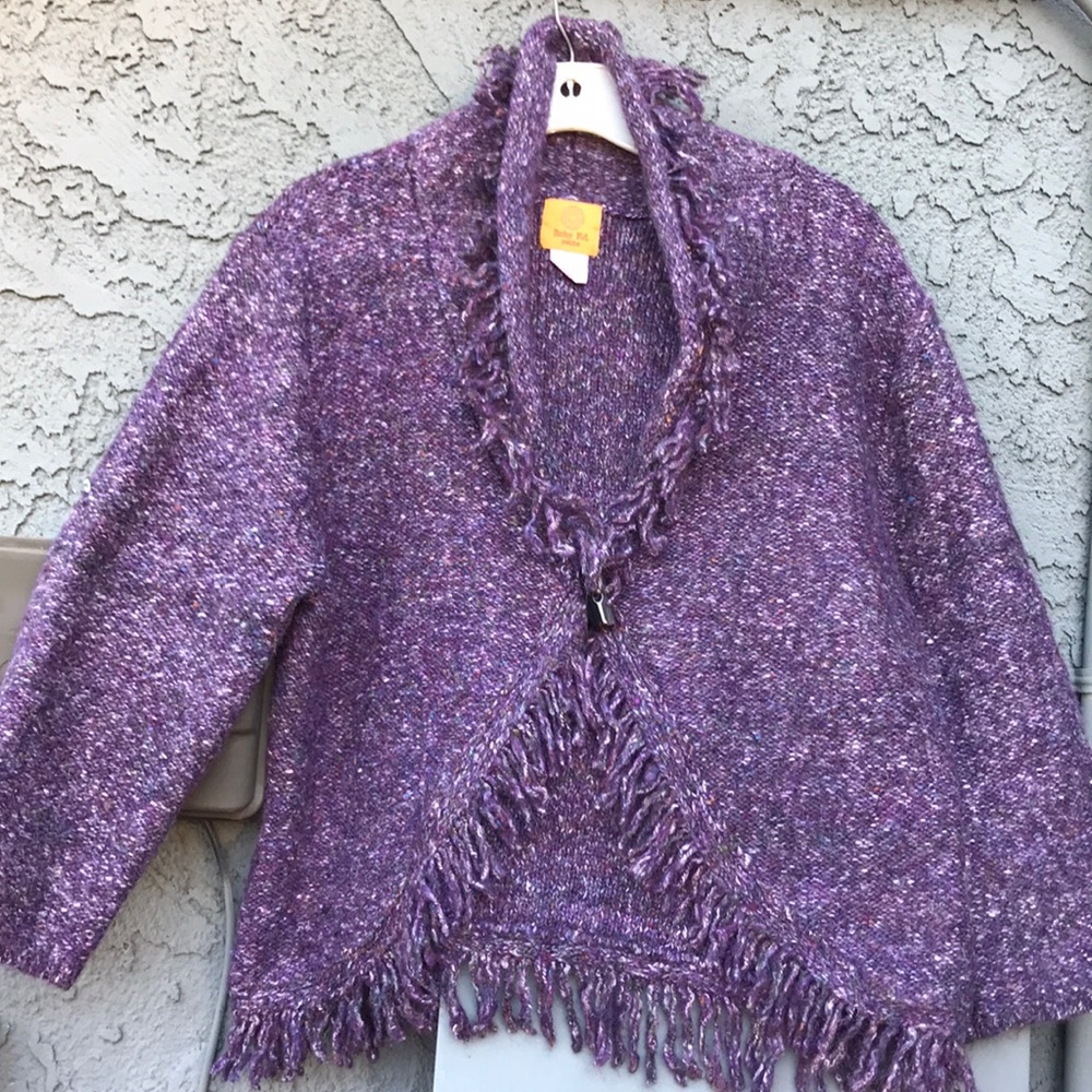 Purple sweater with button crop